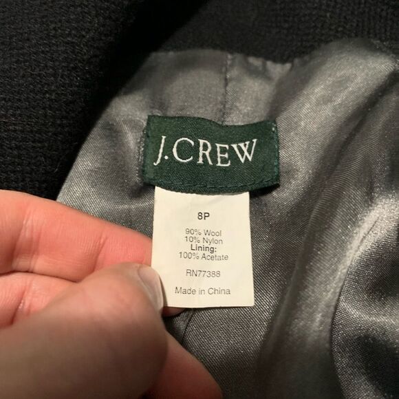 J CREW Womens Black Wool Blend Top Coat Sz 8 Petite Double Breasted Winter Heavy - Picture 2 of 7